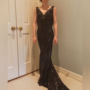 Elegant Black Sequin Evening Gown from Sparkle